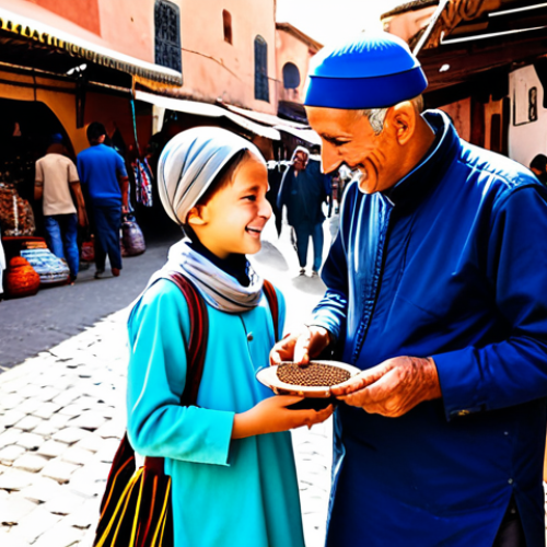 Home 18 A digital nomad family of four, including two parents and two children (aged approximately 7 and 12), fully clothed in modest, comfortable travel attire, exploring a vibrant, traditional marketplace in Marrakech, Morocco. The older child is joyfully interacting with a friendly local vendor, holding a small bag of colorful spices, while the younger child sketches in a notebook, capturing the bustling atmosphere. The parents stand nearby, smiling warmly, observing the cultural exchange. The market is filled with authentic stalls, rich textiles, and artisan crafts under natural, bright daylight. safe for work, appropriate content, fully clothed, family-friendly, perfect anatomy, correct proportions, natural pose, well-formed hands, proper finger count, natural body proportions, professional photography, high quality, cultural immersion.